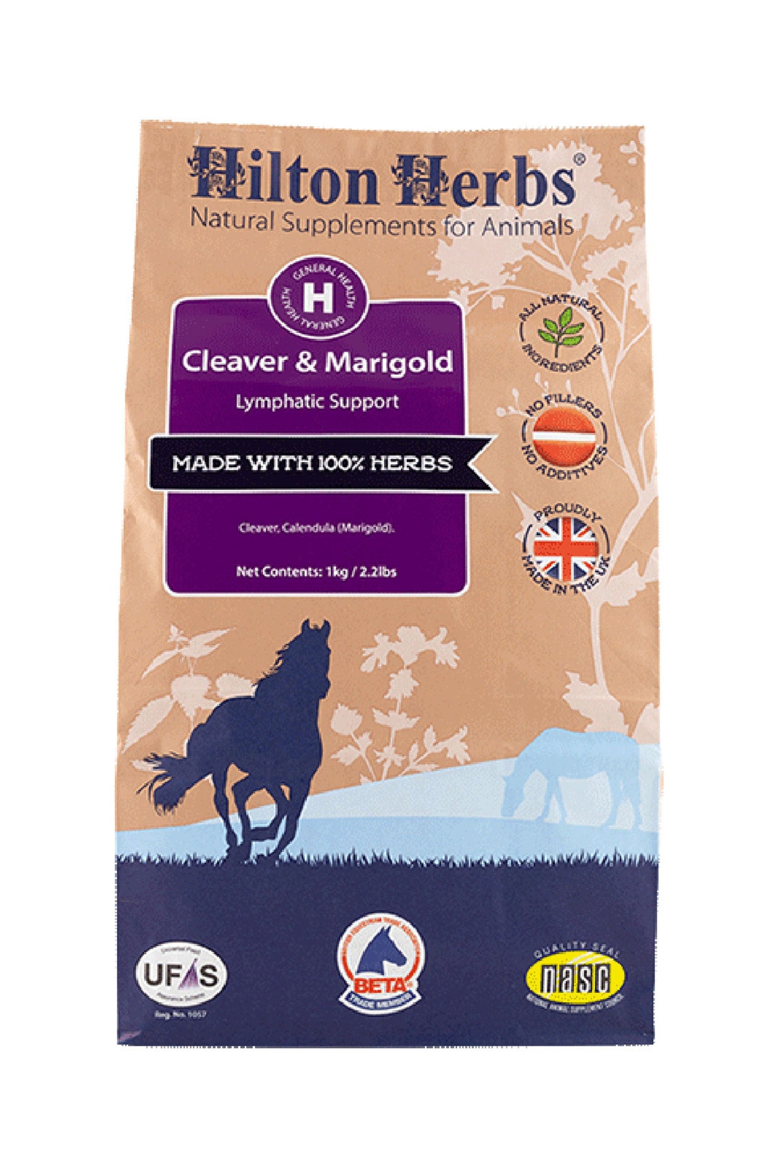 Hilton Herbs Cleaver & Marigold, 1kg Beutel Horse Feed & Nutrition