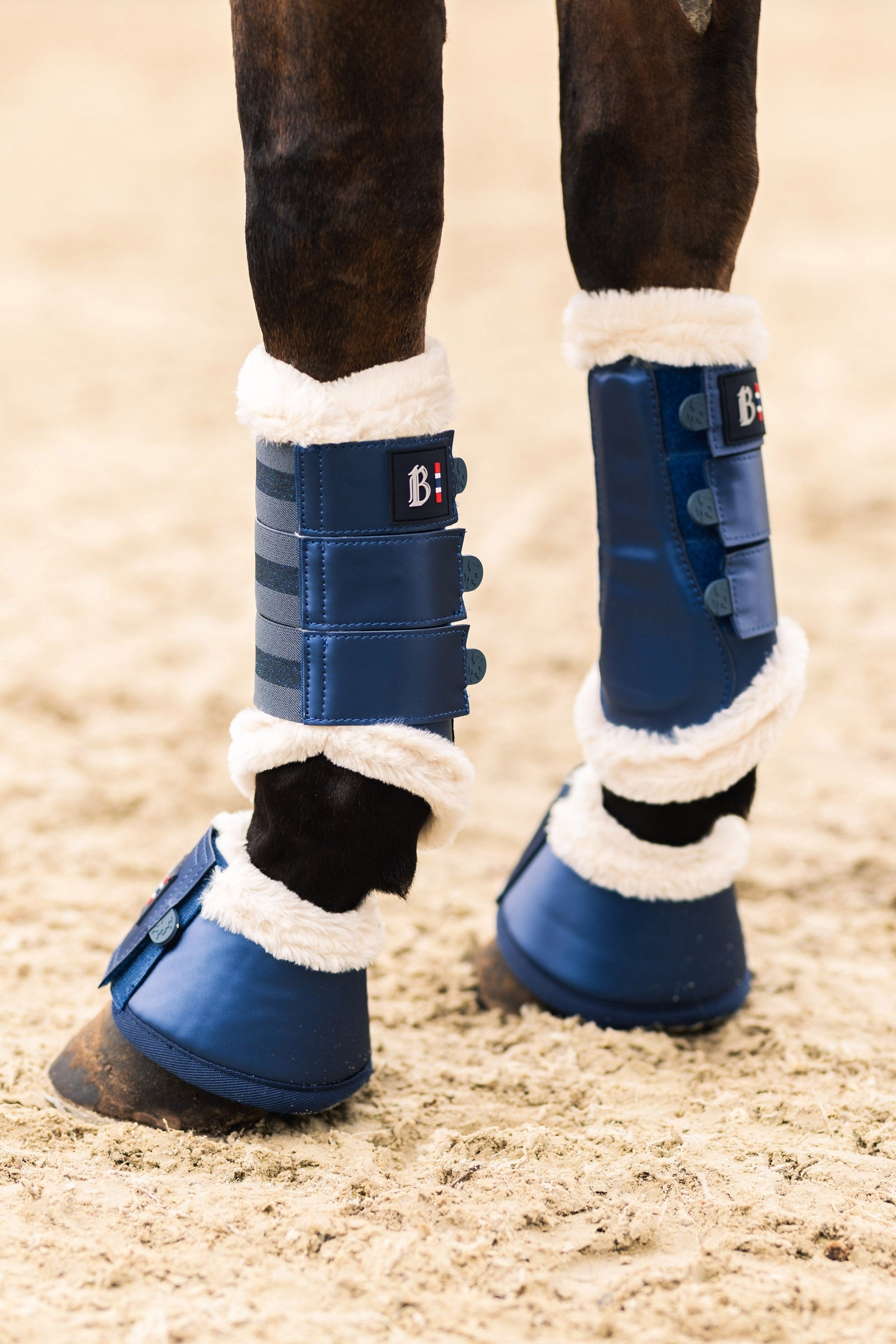 B Vertigo Drew Brushing Boots wit Faux Fur Lining Leg Protection & Hoof Protection for Horses