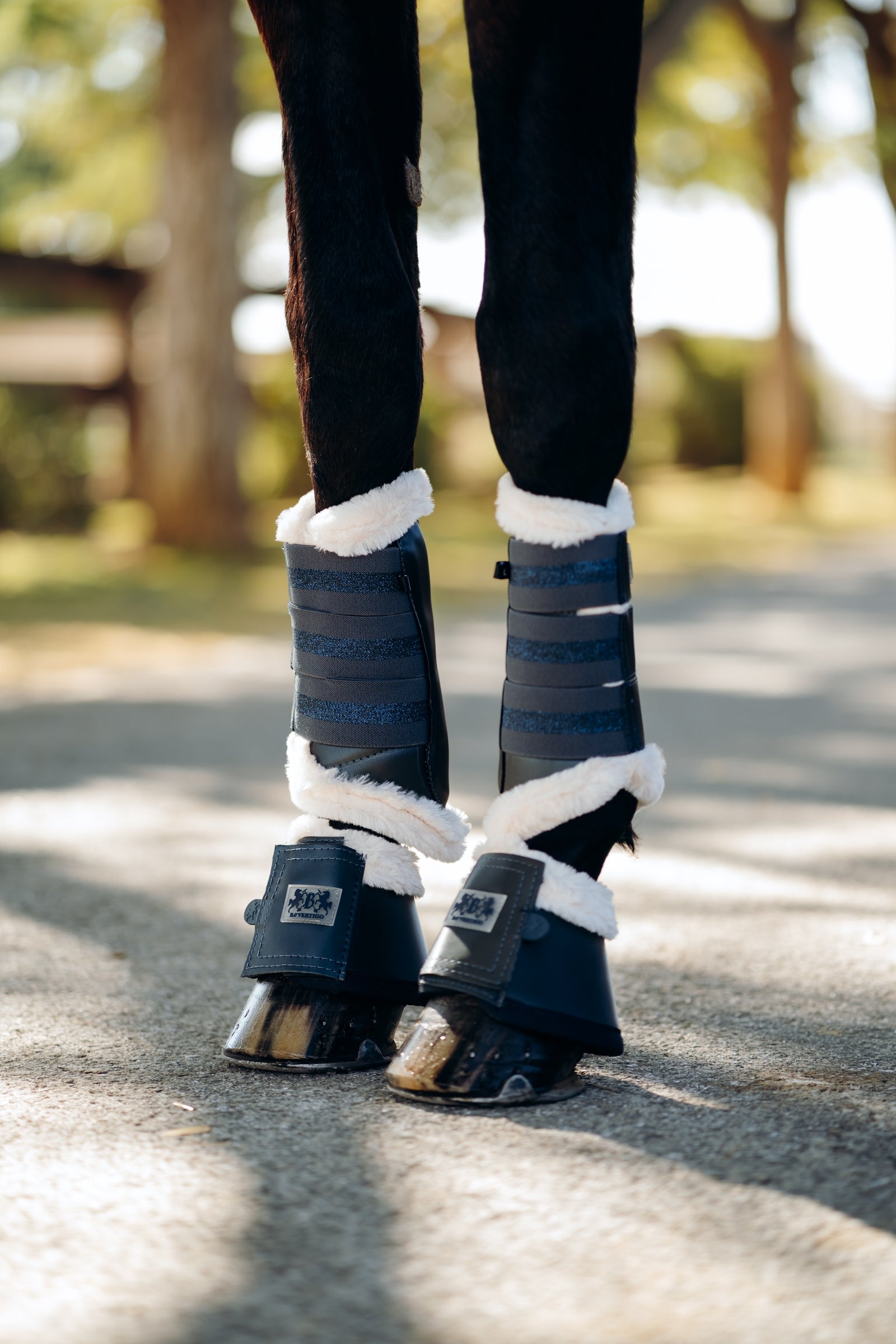 B Vertigo Drew Brushing Boots wit Faux Fur Lining Leg Protection & Hoof Protection for Horses