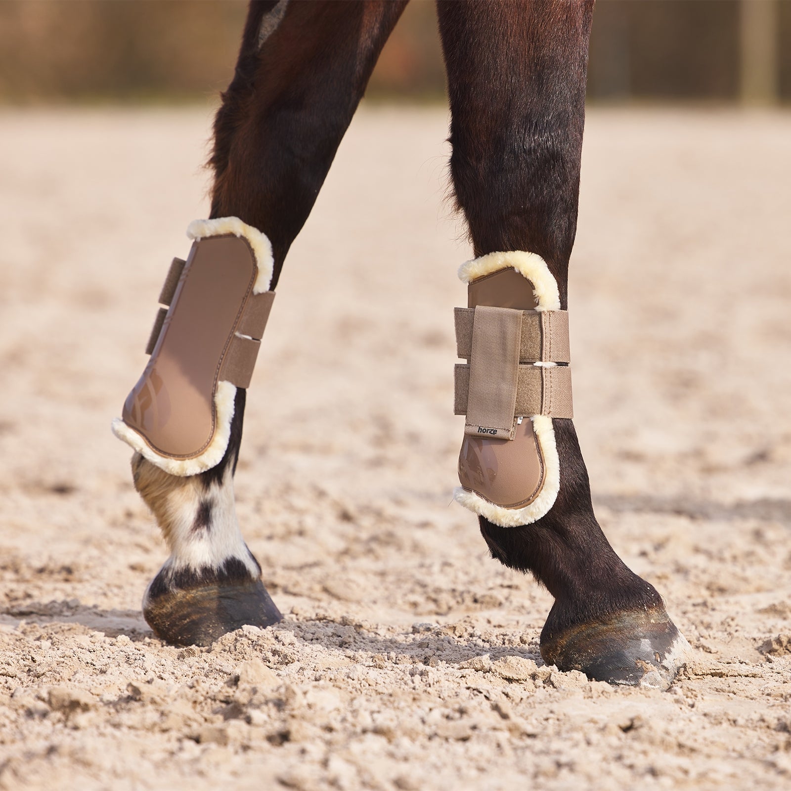 Horze Windsor Tendon Boots with Faux Fur Lining Leg Protection & Hoof Protection for Horses