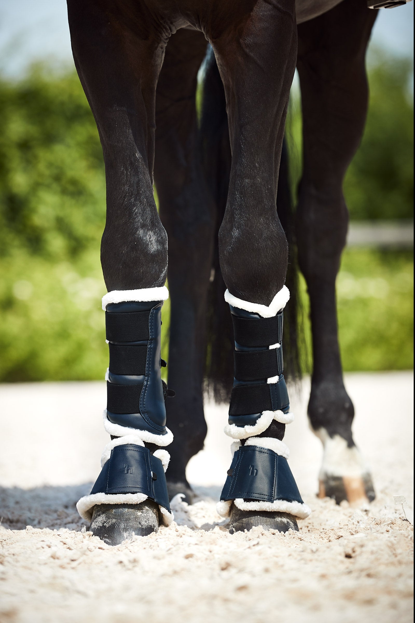 Horze Ghent Bell Boots with Faux Fur Leg Protection & Hoof Protection for Horses