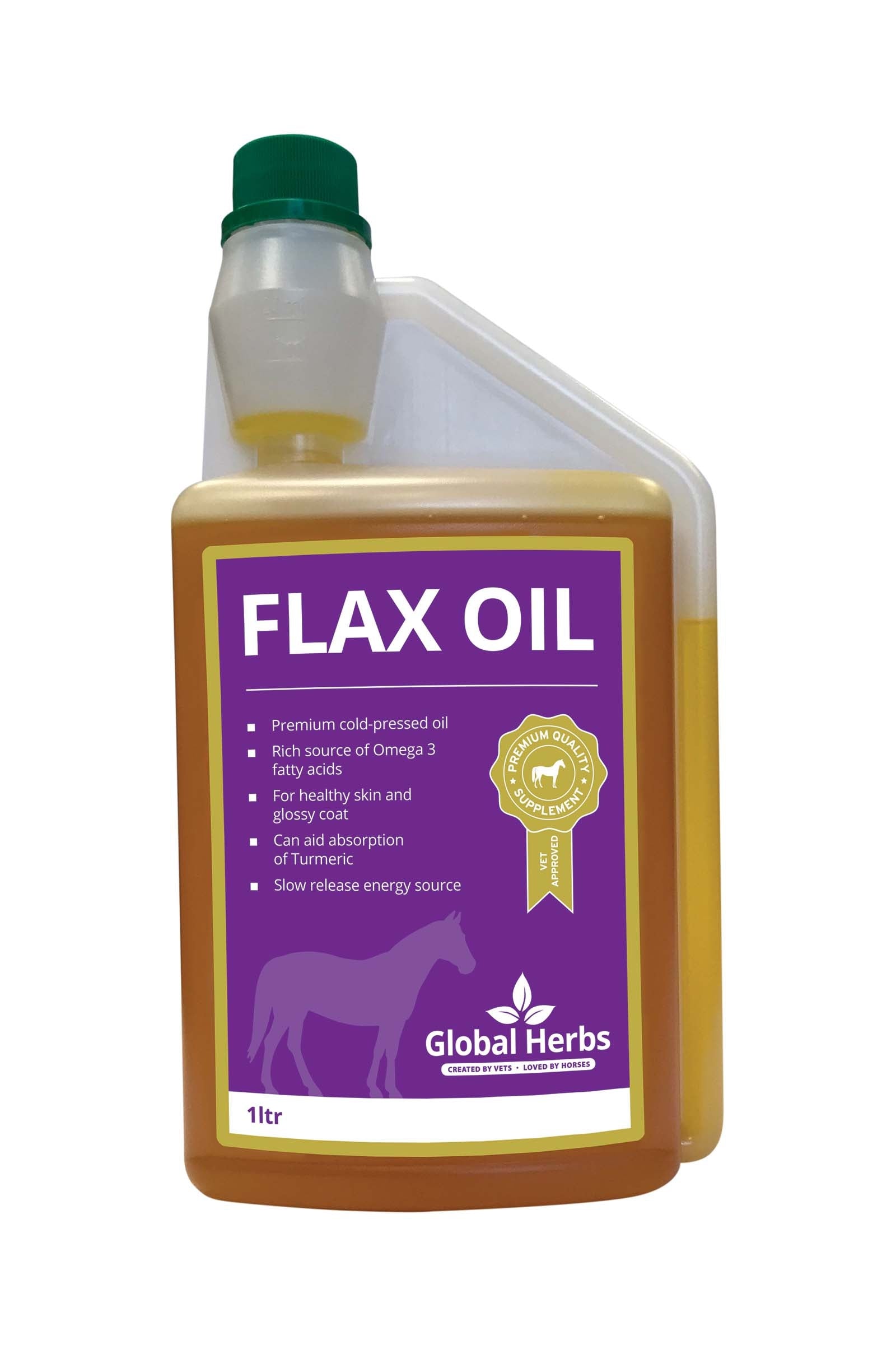 Global Herbs Flaxoil Leinöl 1L Horse Feed & Nutrition