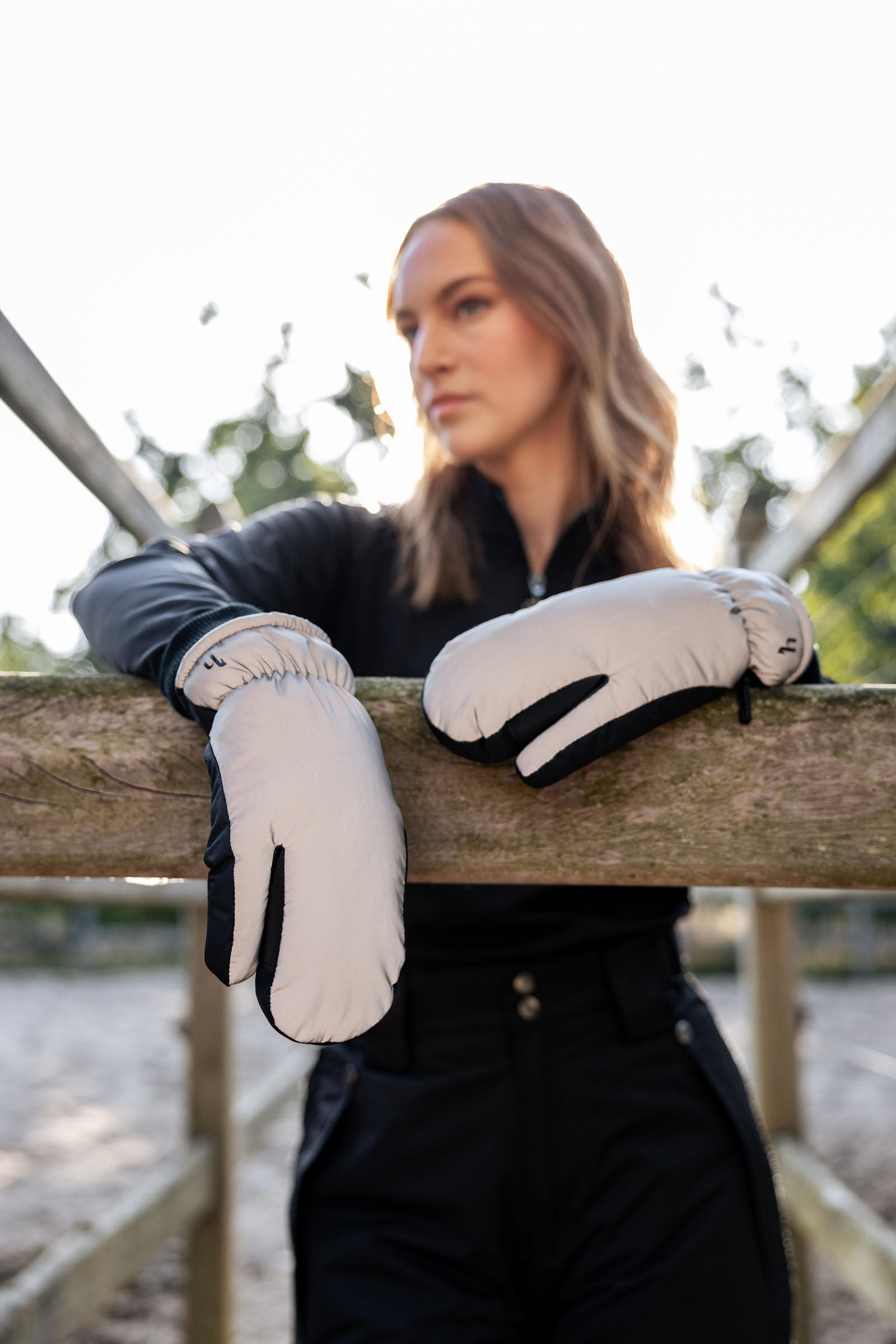 Horze Reflective 3-Finger Mittens Riding Gloves
