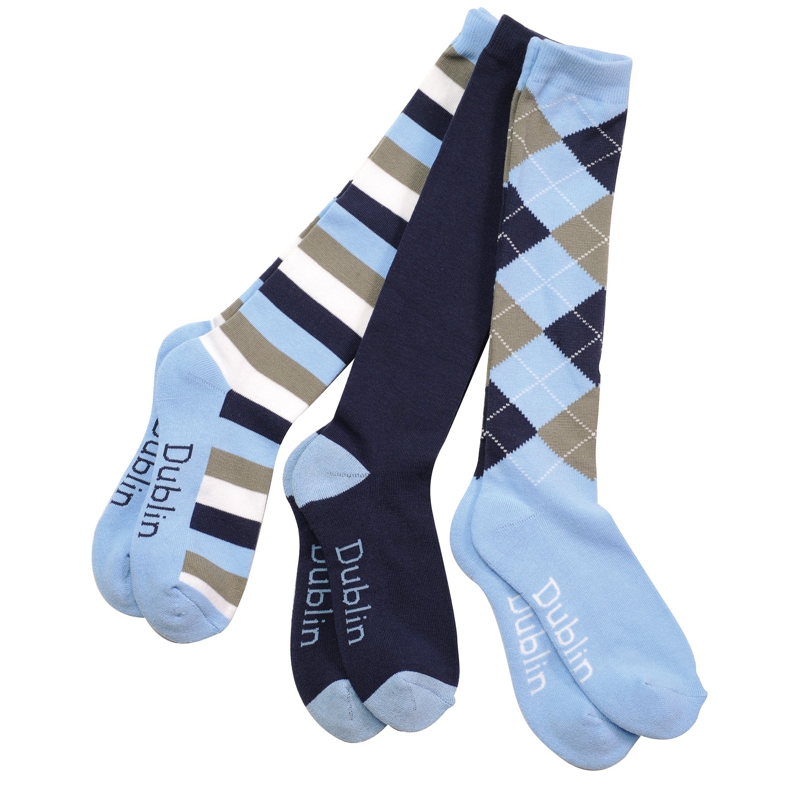 Dublin Socken 3er Pack / 3 Muster Kniestrümpfe & Reitsocken