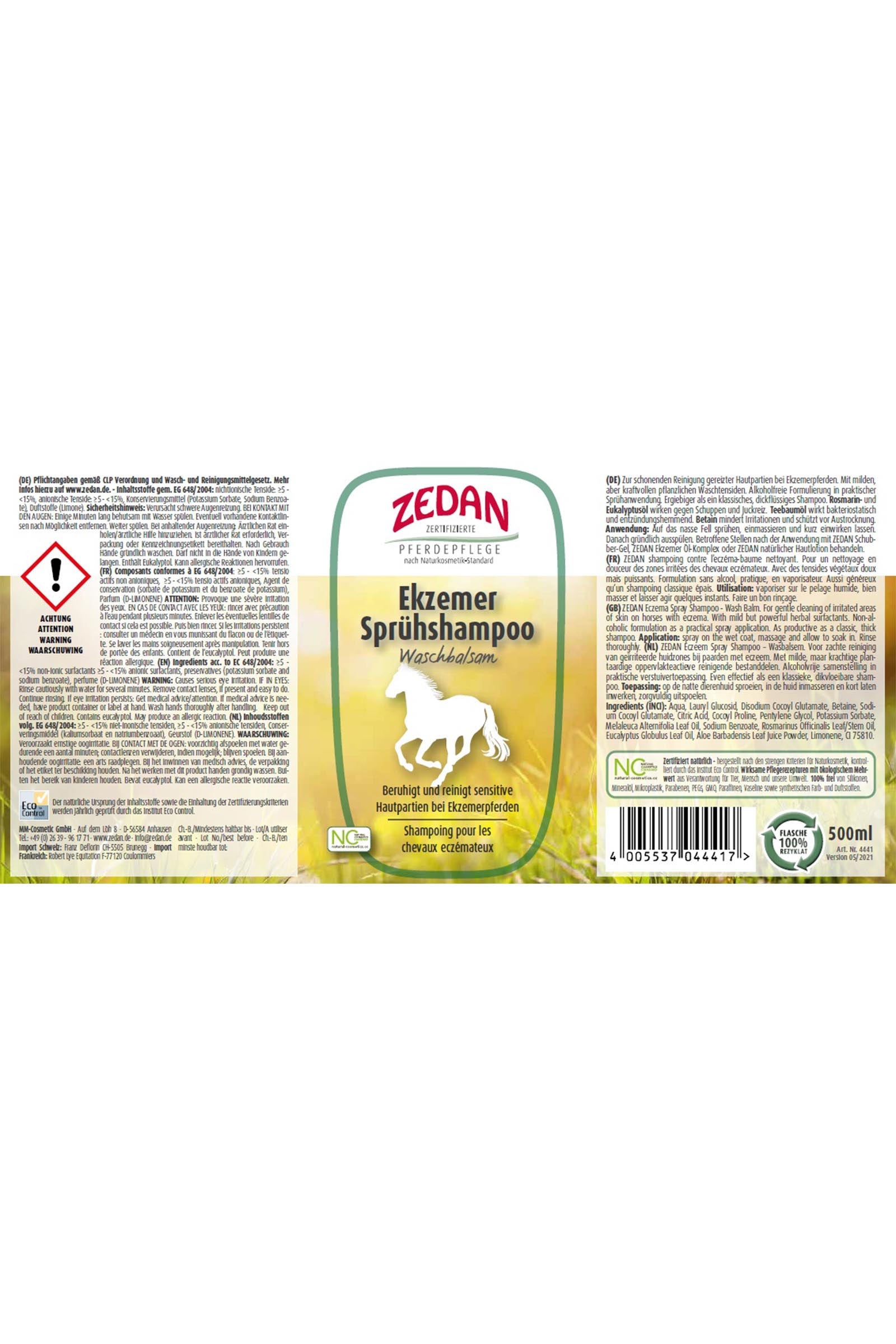 Zedan Eczema Spray Shampoo, 500ml Horse Health Care
