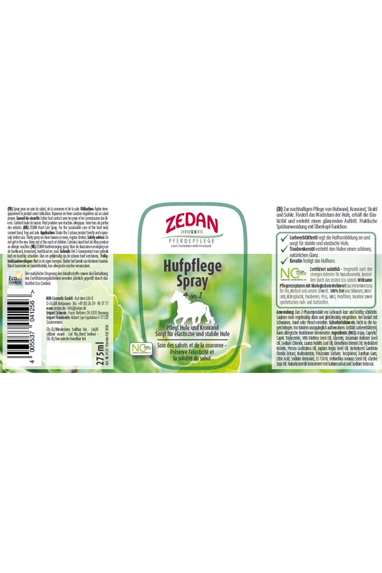 Zedan Hoof Care Spray 4 in 1, 275ml Horse Health Care