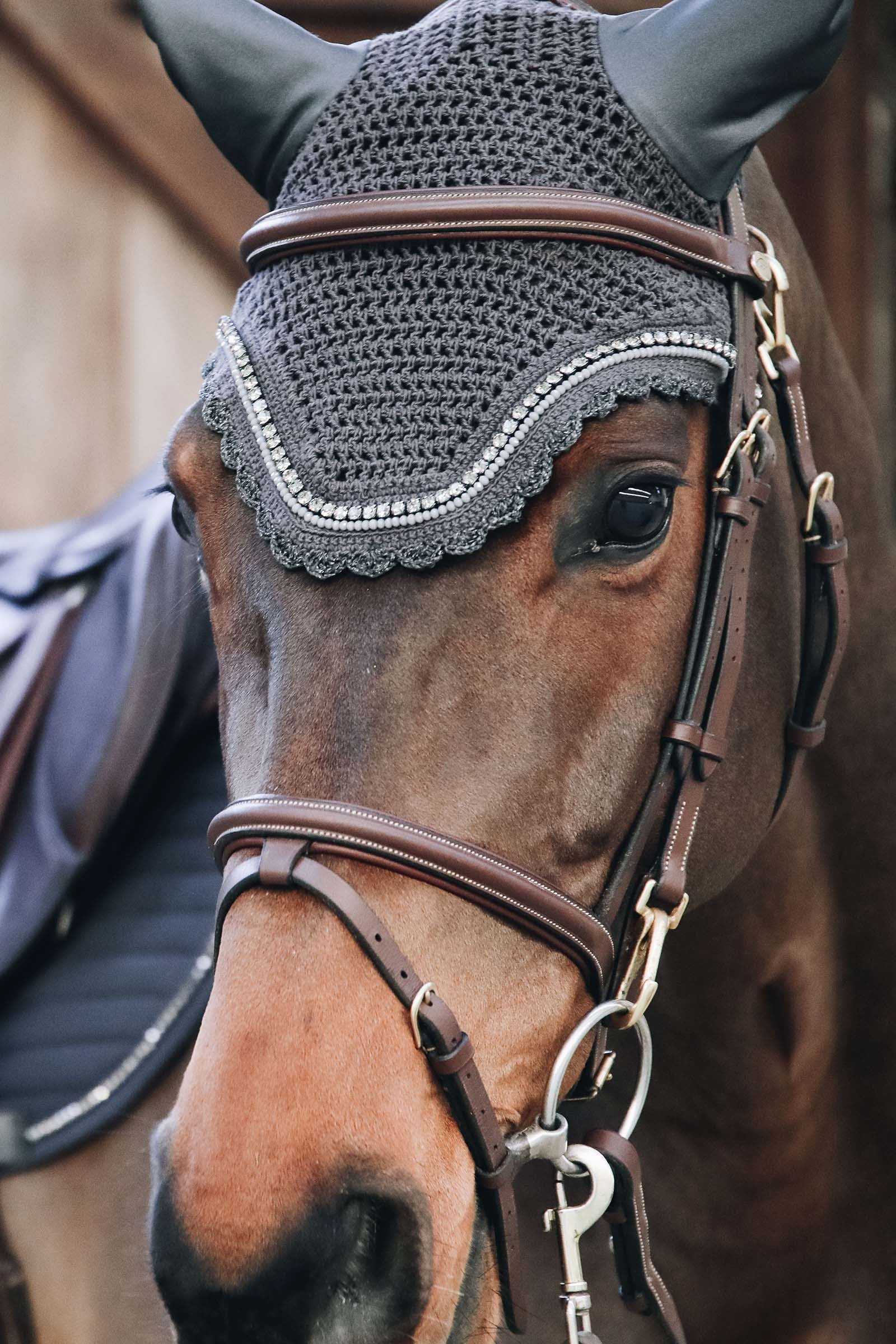 Kentucky Horsewear Fly Veil Wellington Stone & Pearl Soundless Saddle Pads