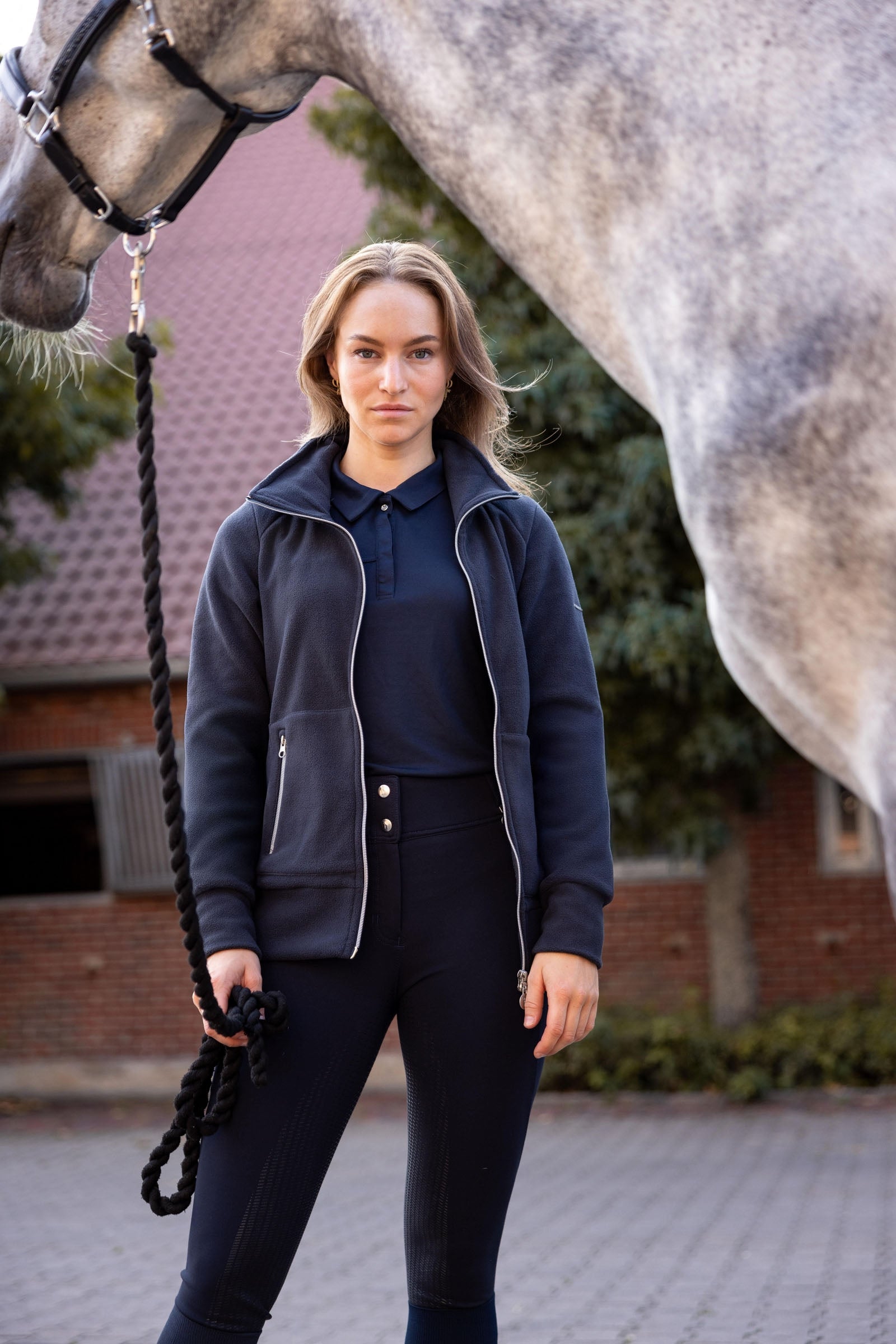 Horze Ellie Women's Fleece Riding Riding Jacket – Dark Navy – horze