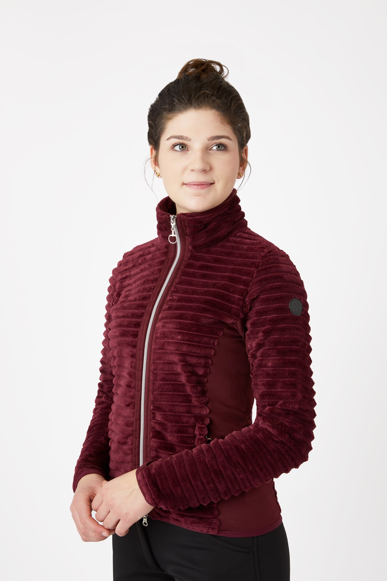 Horze Della Gestreifte Fleece Reitjacke Damen Reitbekleidung