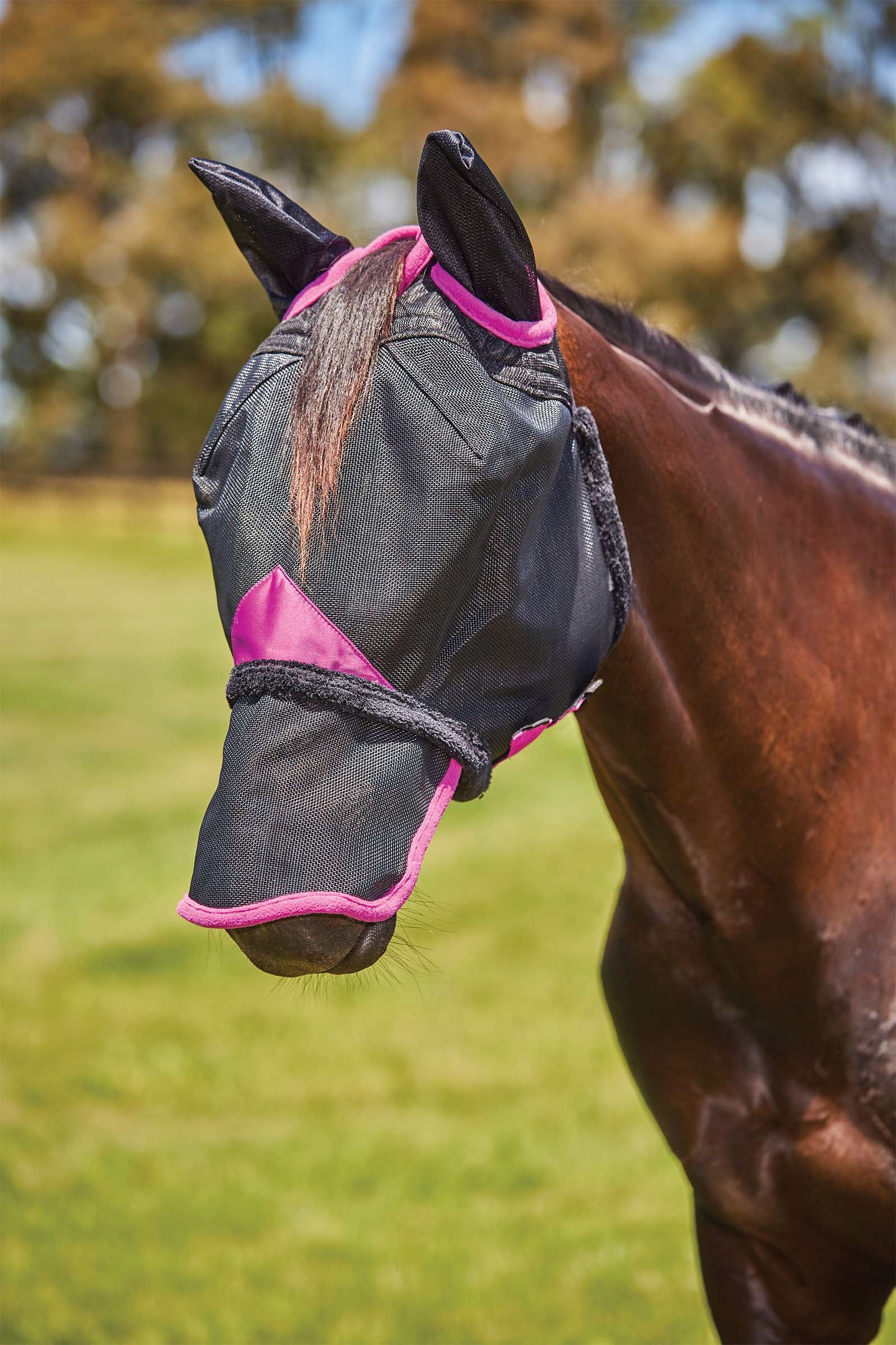 Weatherbeeta Comfitec Deluxe Durable Mesh Mask with Ears and Nose Antifly Protection for Horses