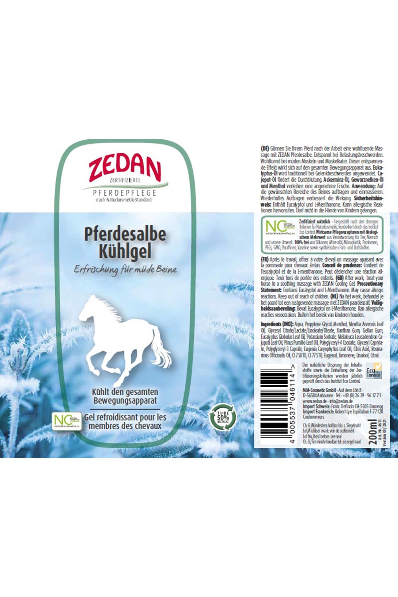 Zedan Horse Ointment Cooling Gel, 200ml Horse Health Care