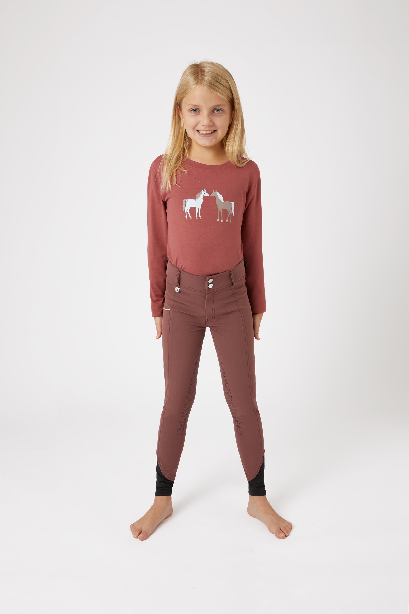 Horze Leighton Teens Silicone Full Grip Breeches with Phone Pocket Kids Apparel
