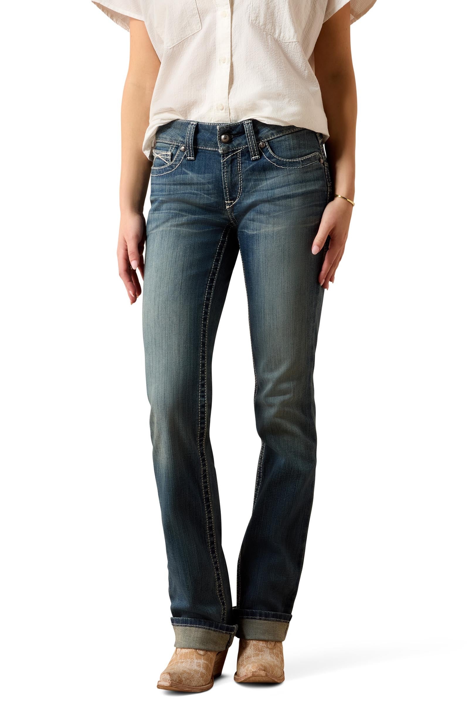 Ariat R.E.A.L. Mid Rise Stretch Icon Stackable Damen Jeans mit geradem Bein Womens Breeches