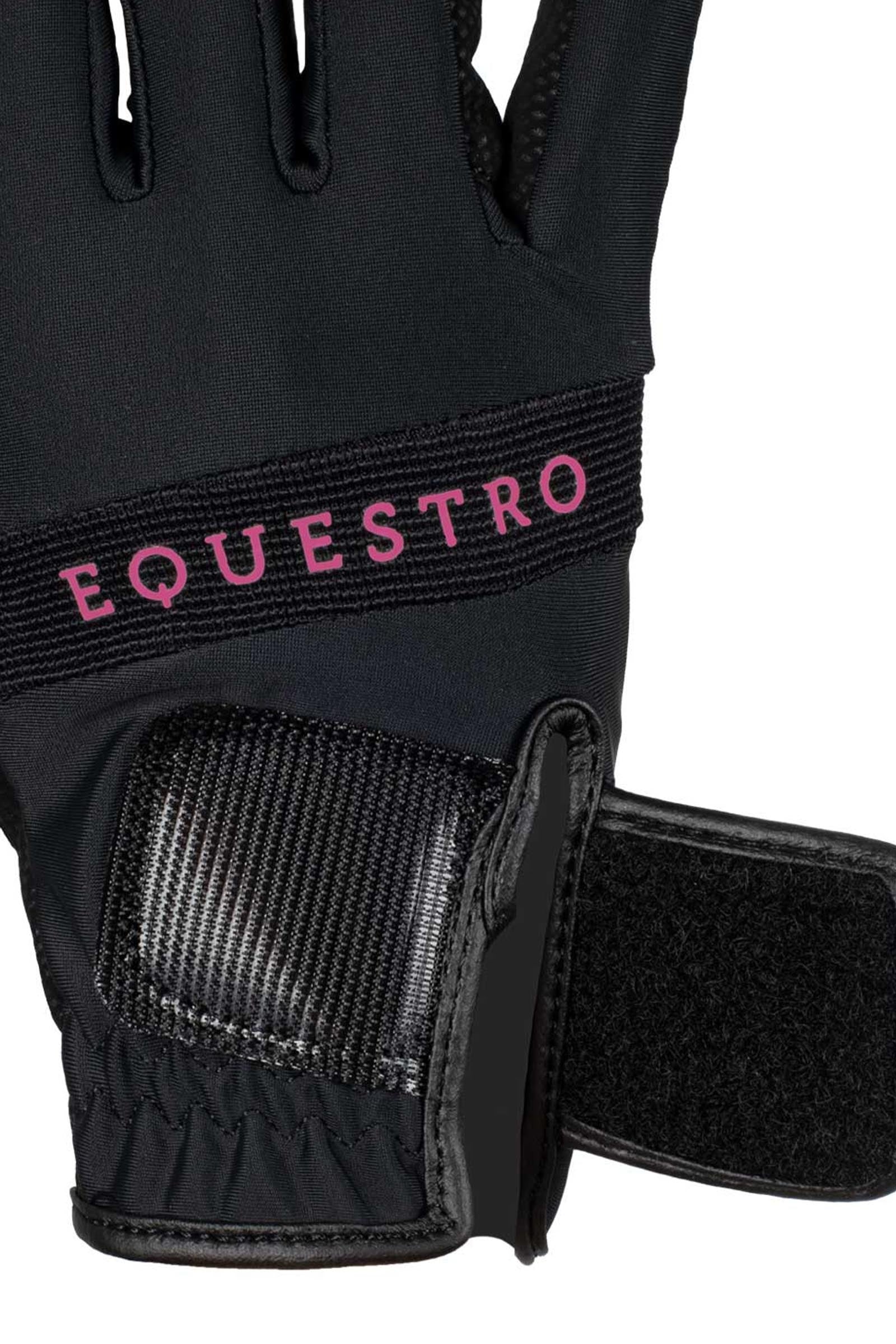 Equestro Gloves in Technical Fabric With Multicolor Logo Riding Gloves
