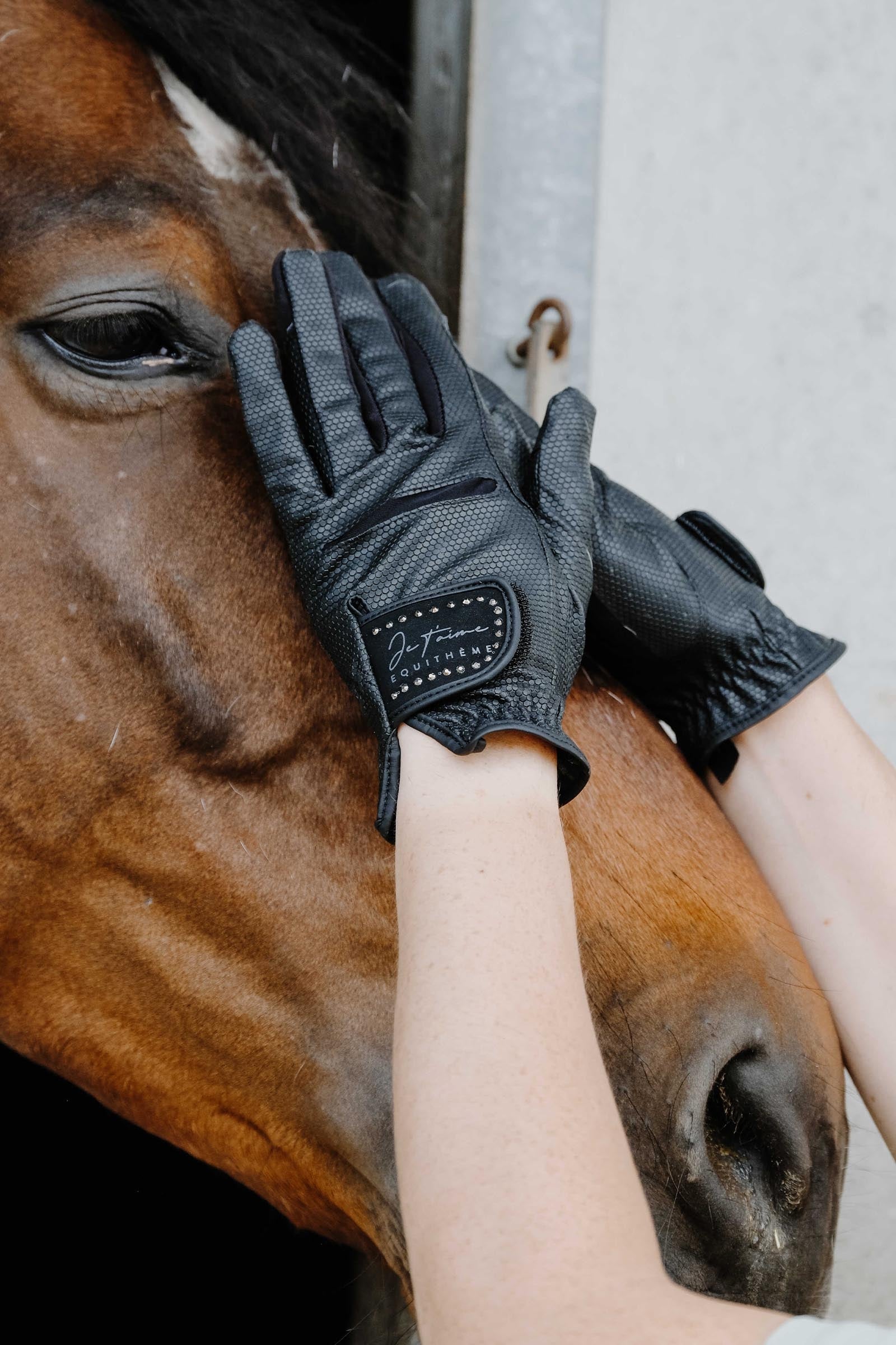 EQUITHÈME Strass Je t'aime Gloves Riding Gloves