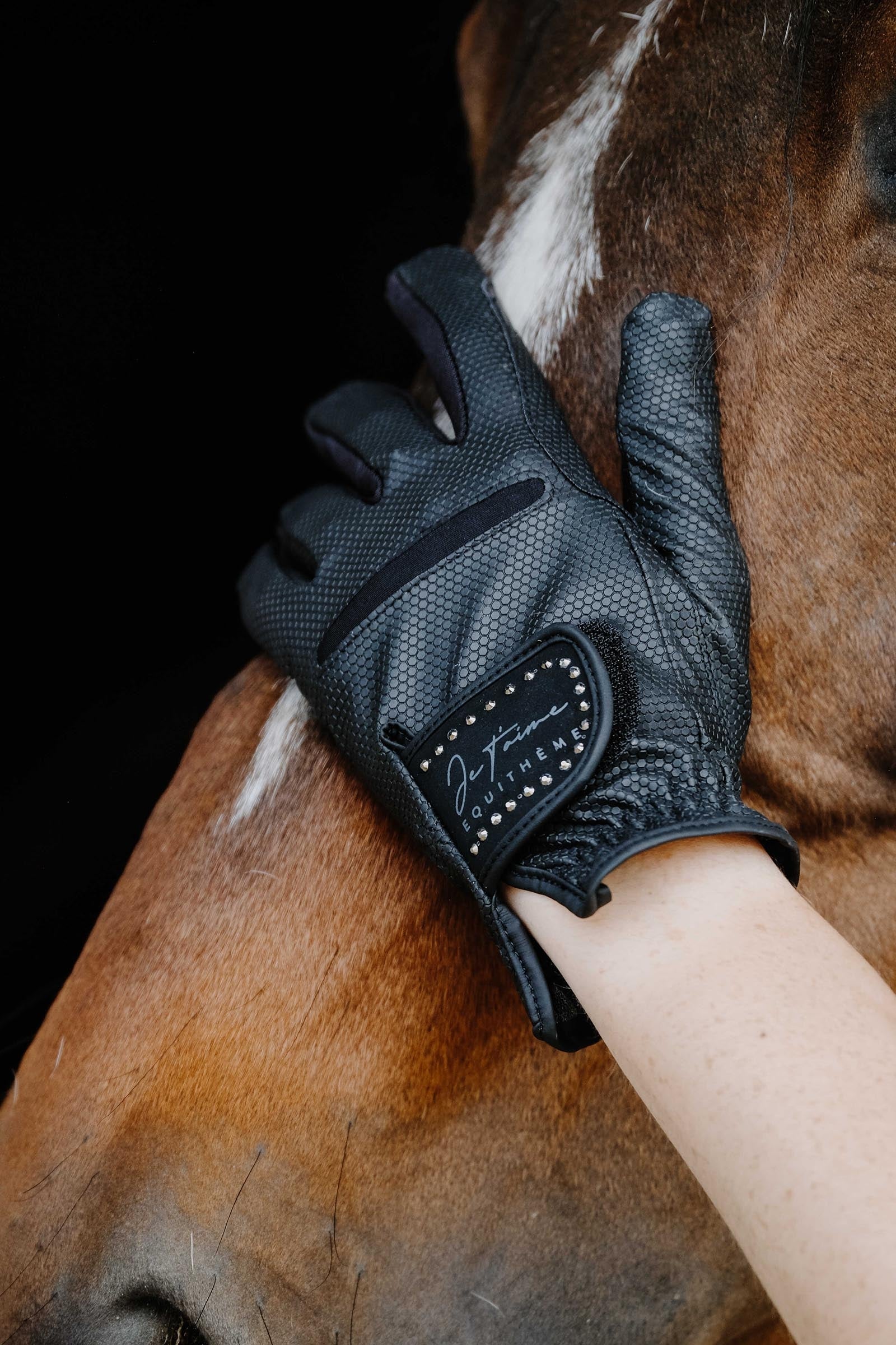 EQUITHÈME Strass Je t'aime Gloves Riding Gloves