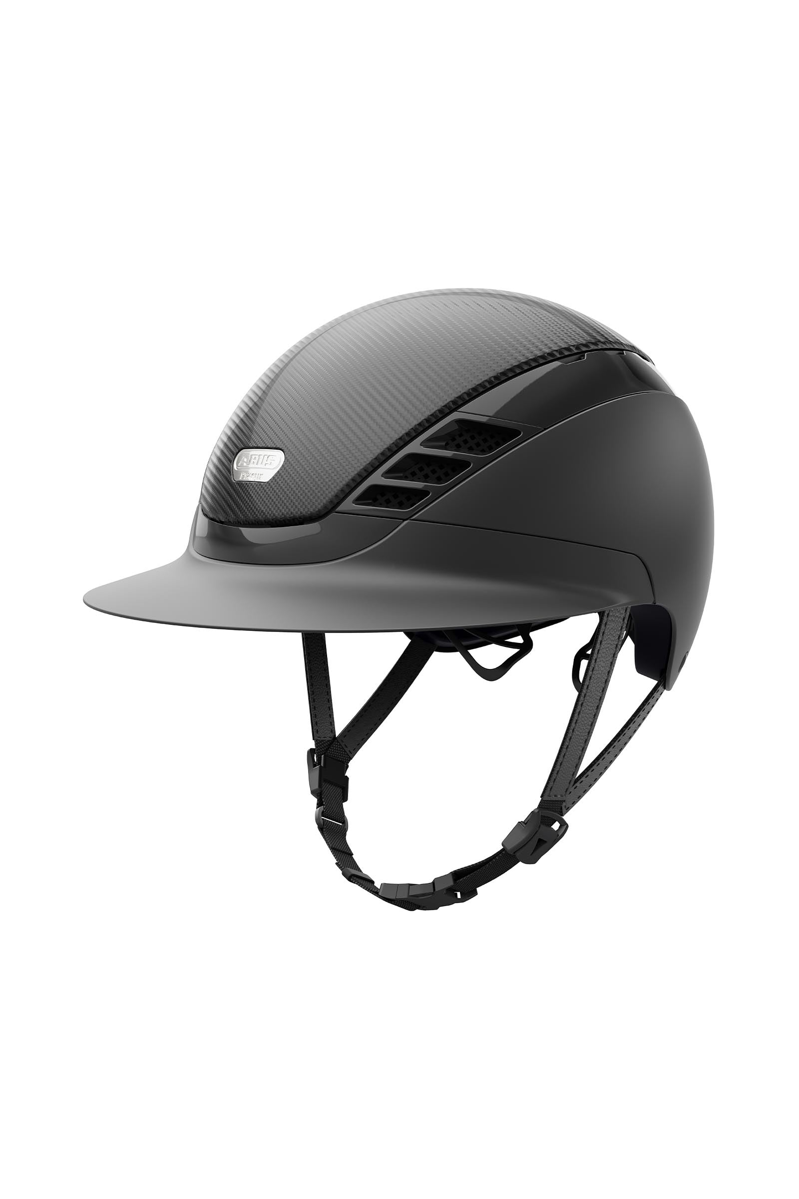 Abus Airluxe Pure Carbon Style Reithelm mit langem Visier Reithelme & Sicherheitswesten