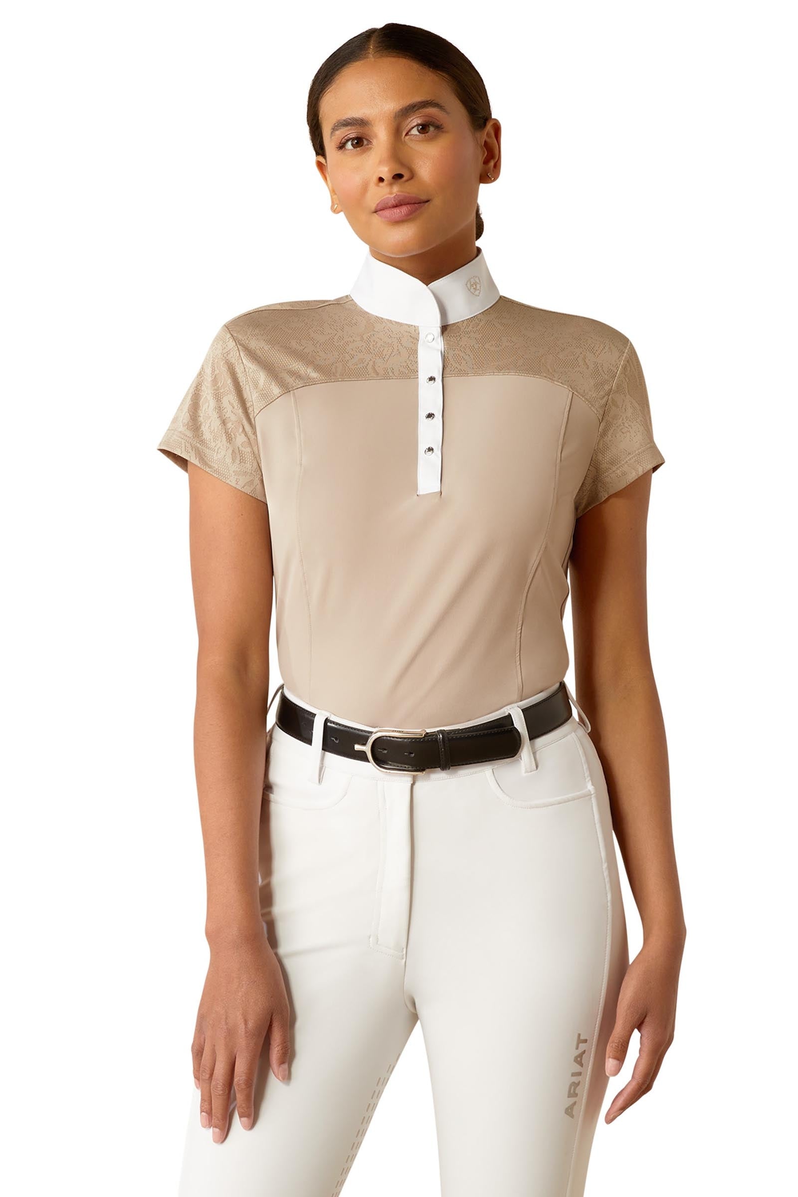 Ariat Bellatrix Damen-Turniershirt mit kurzen Ärmeln Damen Reitbekleidung