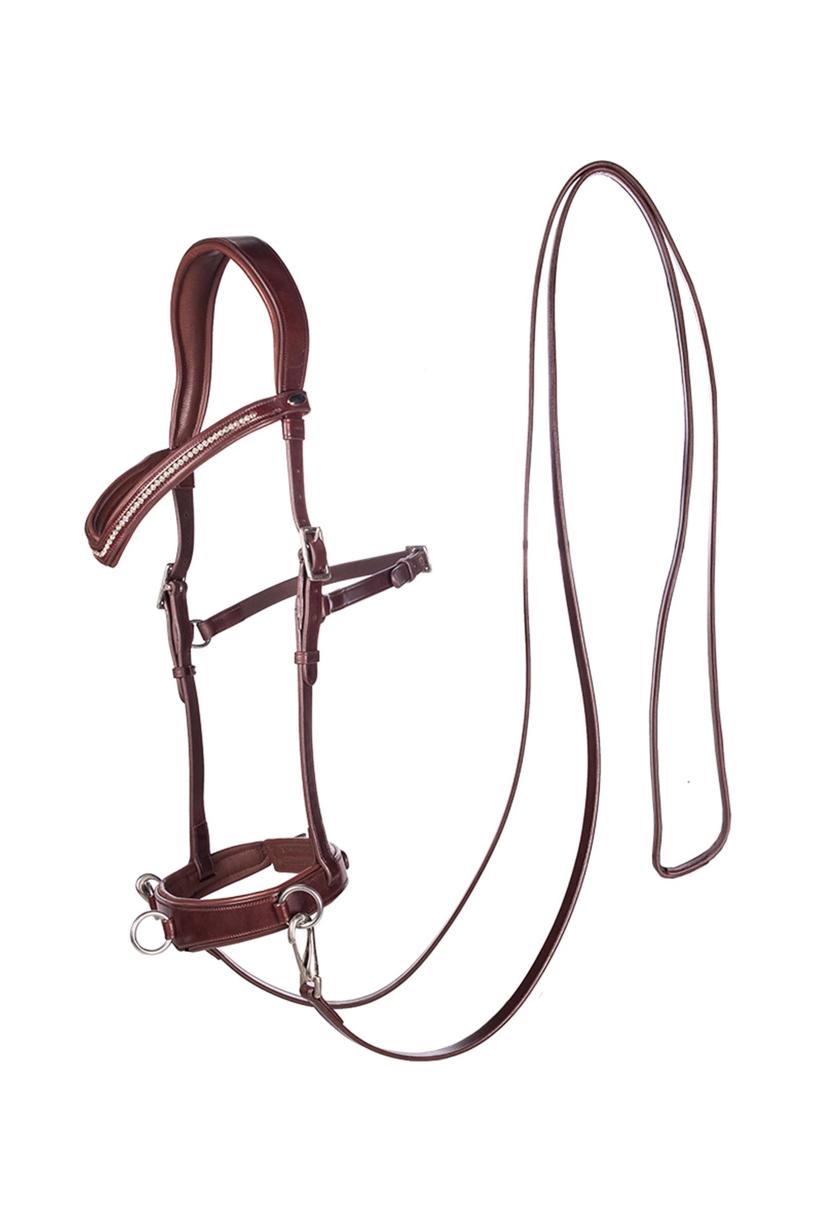 F.R.A. Freedom Riding Articles Wendy B Cavesson, Bitless Bridle, Leather Reins w/ Clip Bridles & Reins