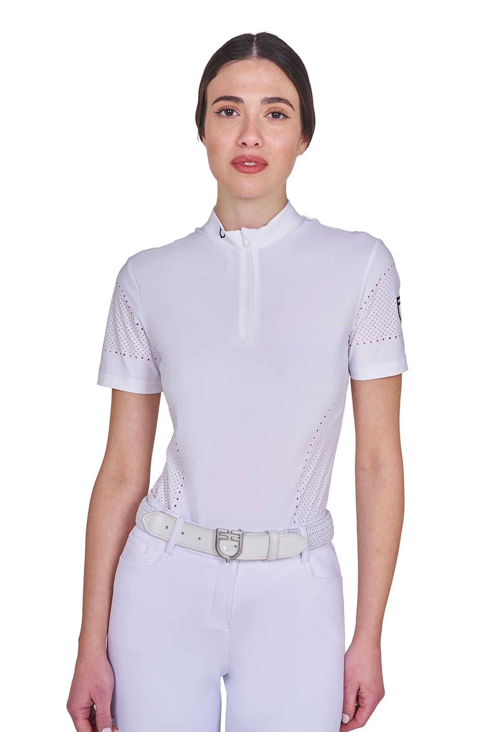 Equestro SS2026 Damen Perforiertes Trainings Polo Shirt Kurzarm mit Zipper Damen Reitbekleidung