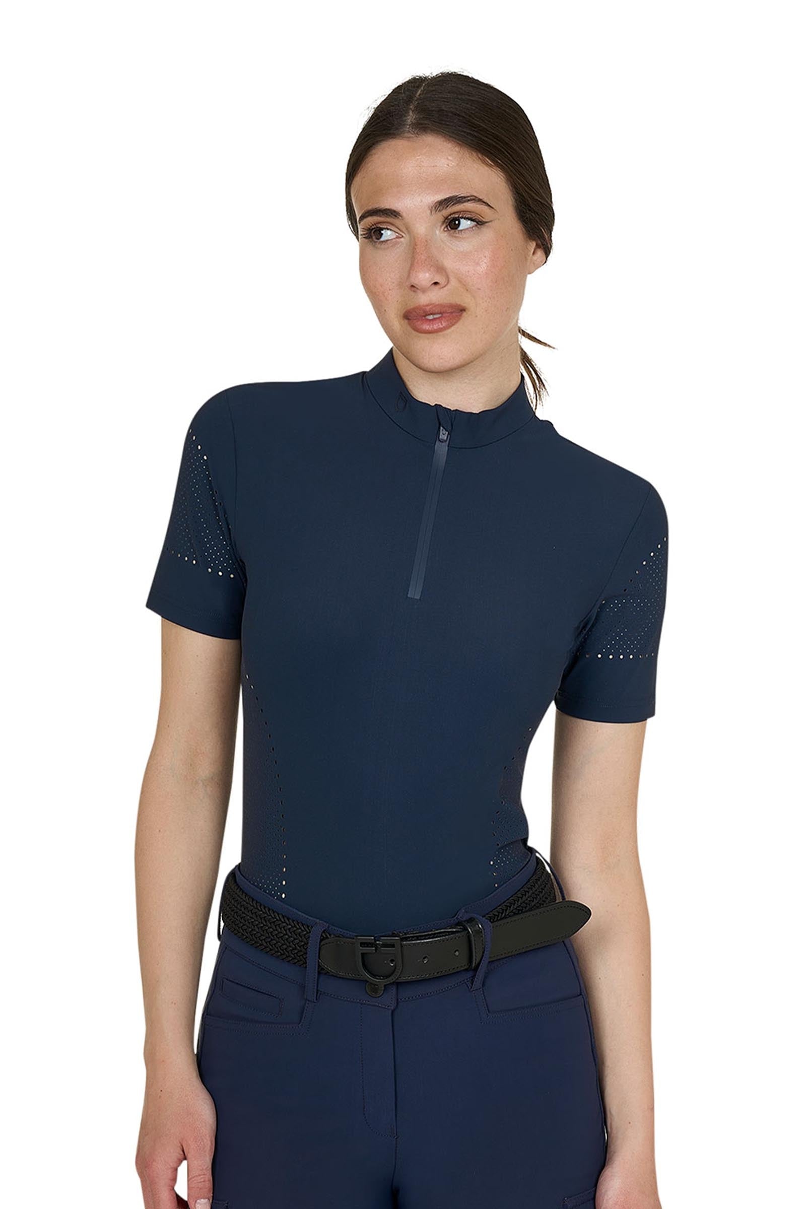 Equestro SS2026 Women's Perforated Training Polo Shirt SS ZIP Damen Reitbekleidung