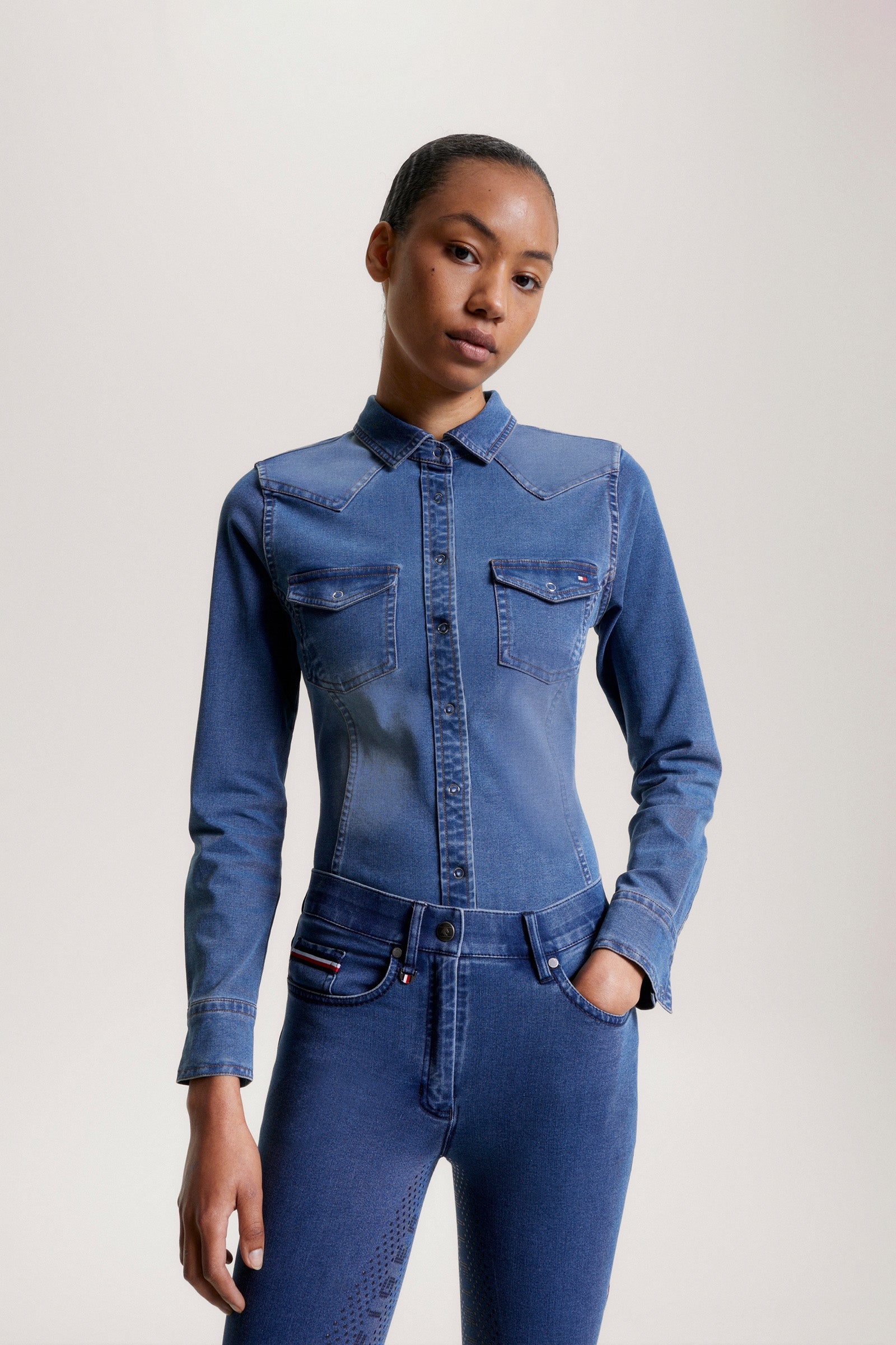 Tommy Hilfiger Equestrian Woodside Stretch Denim shirt Women’s Riding Clothing