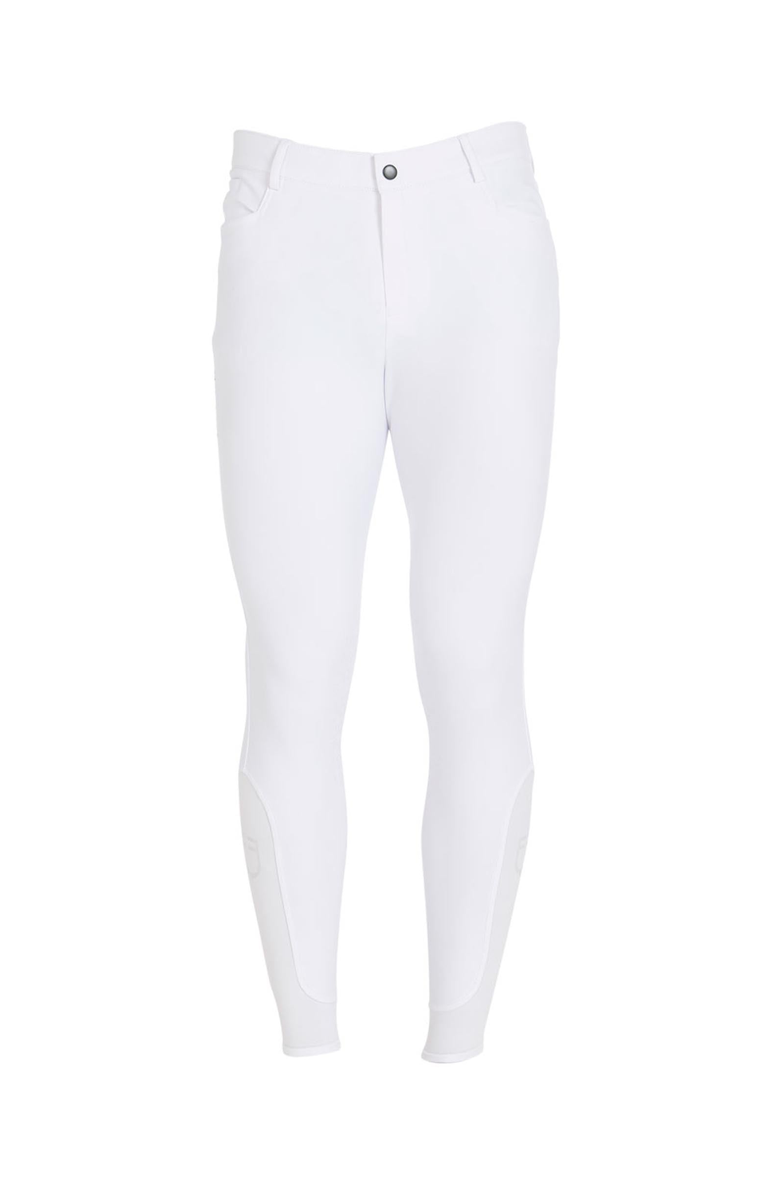Equestro Men's Slim Fit Knee Grip Breeches With Logo Mens Riding Clothing
