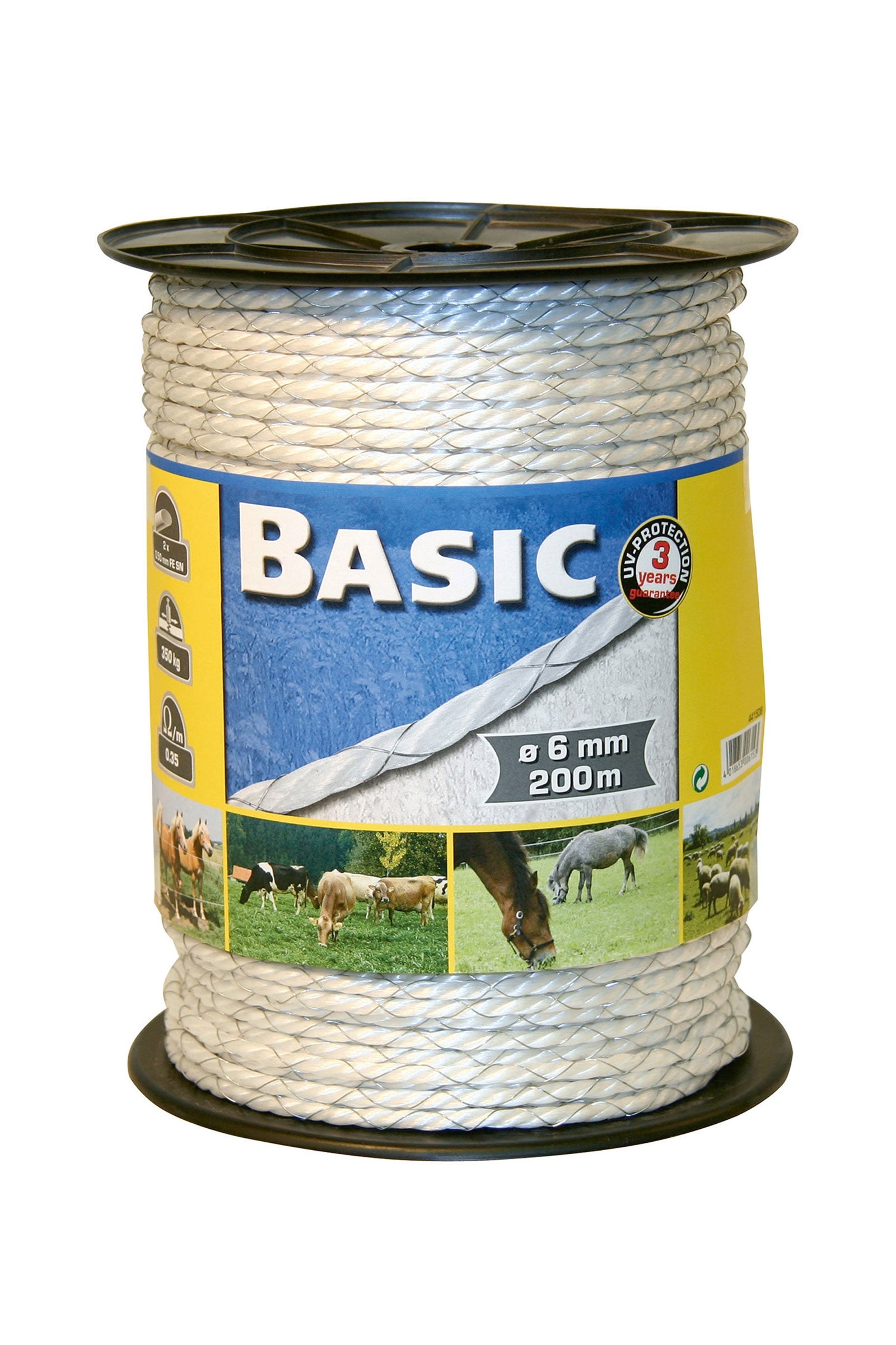 Farm Patrol Fencing rope Basic 200 m, Ø 6 mm, white, 2x0,50 iron Fencing Supplies