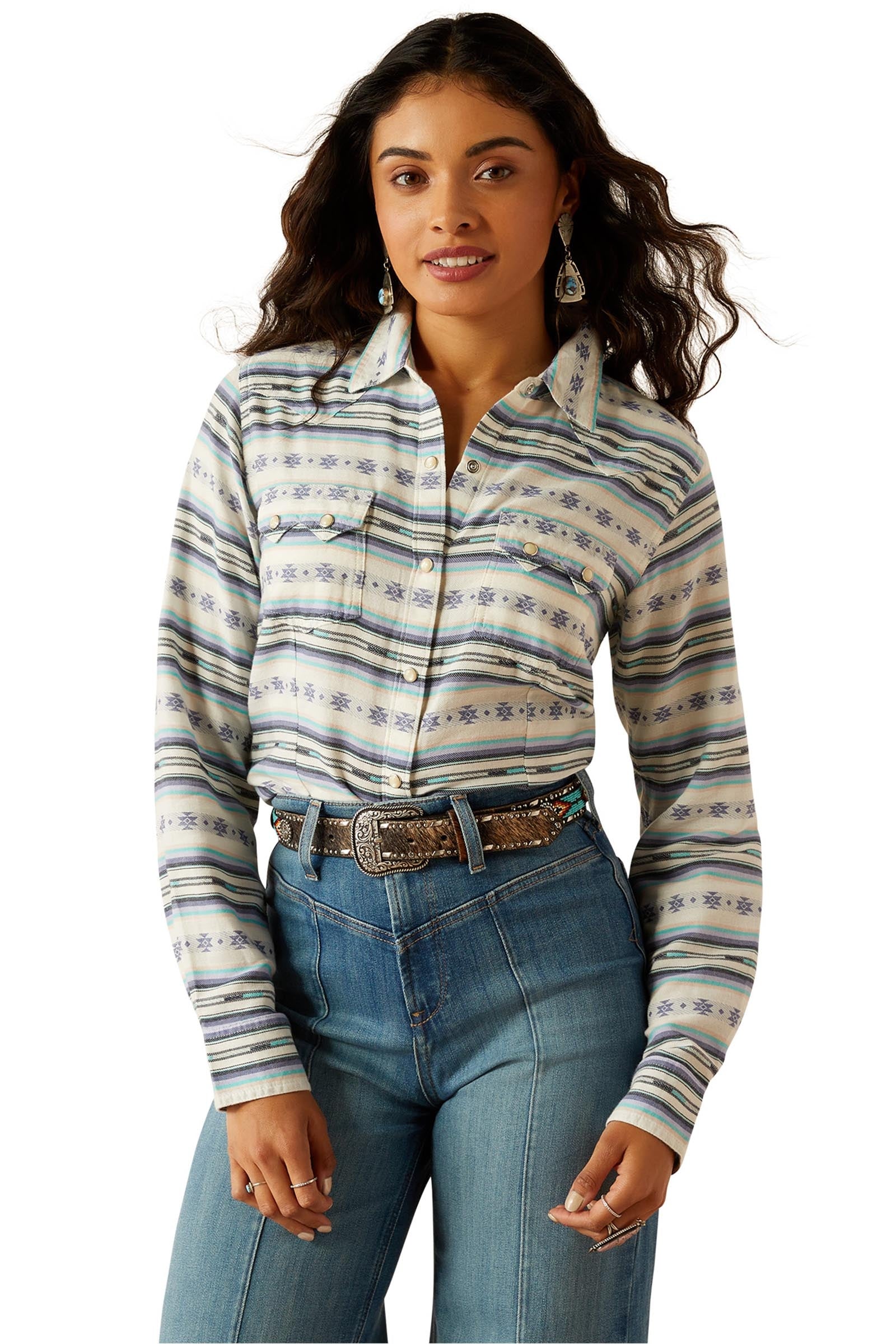 Ariat Seaside Serape Damen Shirt mit Druckknöpfen Damen Reitbekleidung
