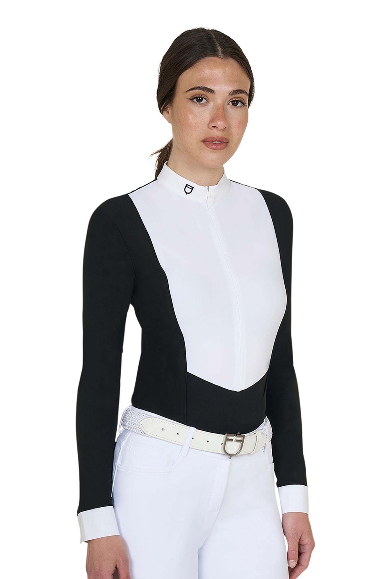 Equestro SS2026 Damen Turnier Polo Shirt Langarm mit verdecktem Zipper Damen Reitbekleidung